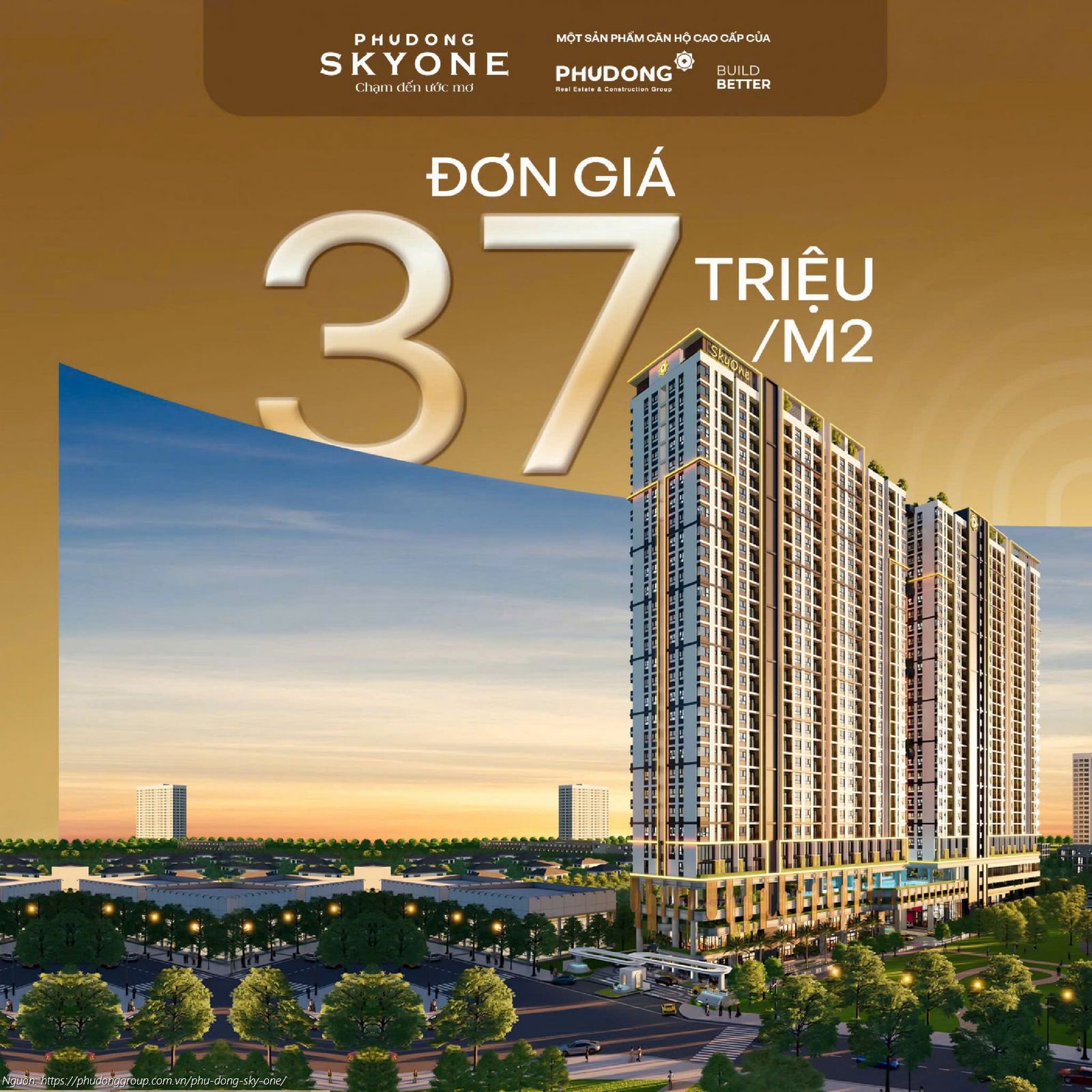 Bảng giá bán căn hộ chung cư Phú Đông SkyOne từ 37 triệu/m2 cập nhật mới nhất