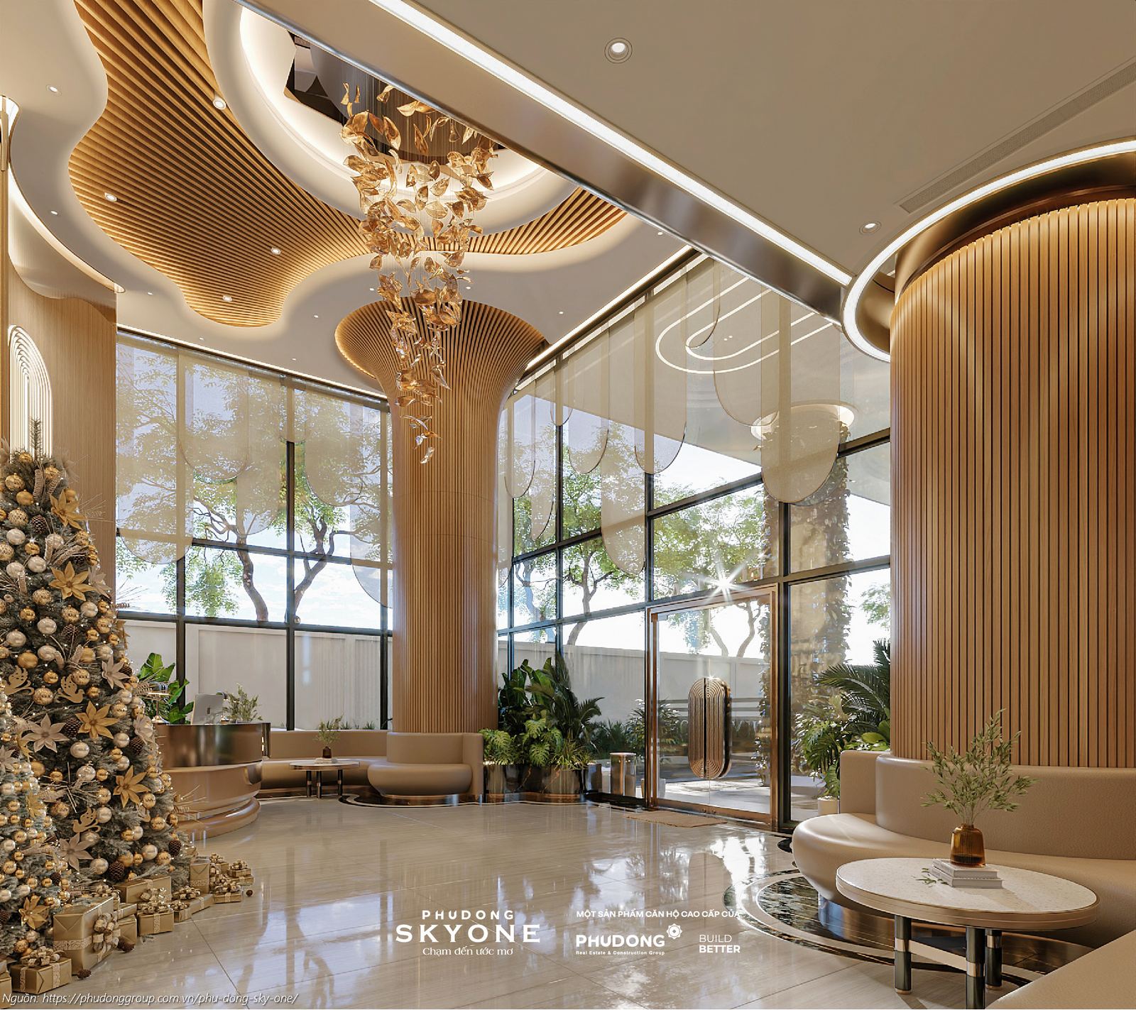 Phối cảnh sảnh đón Block A dự án căn hộ chung cư Phú Đông SkyOne Dĩ An