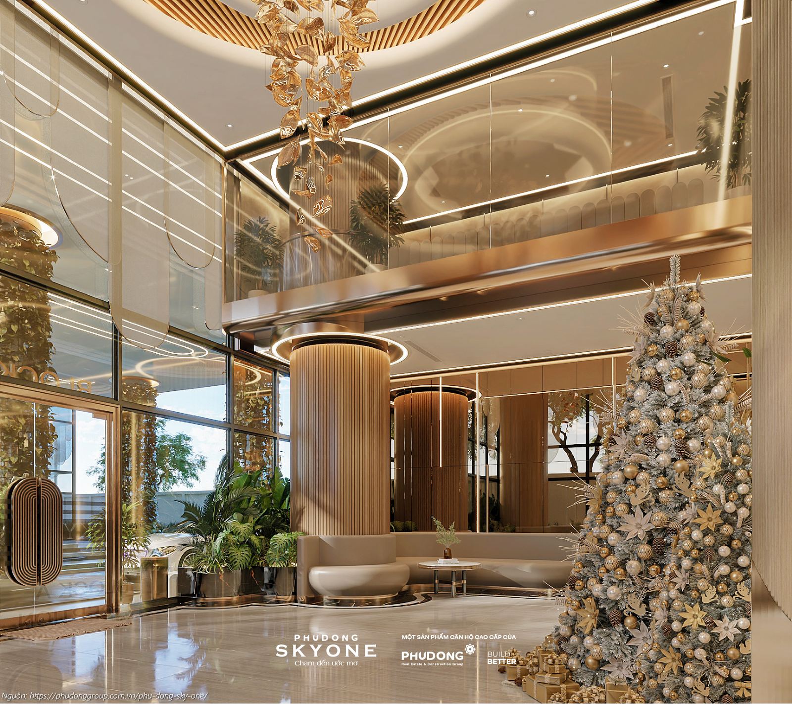 Phối cảnh sảnh đón Block A dự án căn hộ chung cư Phú Đông SkyOne Dĩ An