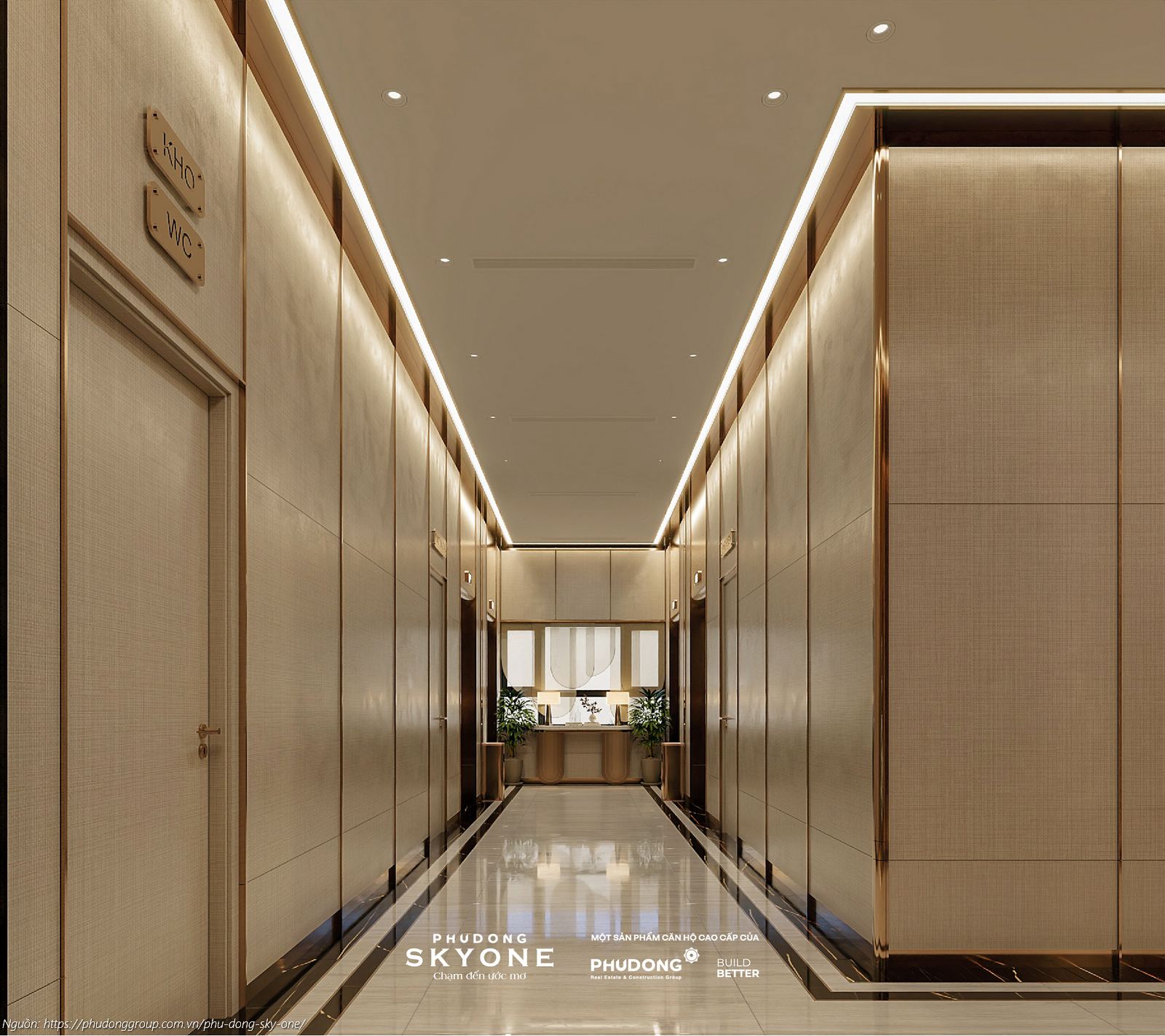 Phối cảnh sảnh đón Block A dự án căn hộ chung cư Phú Đông SkyOne Dĩ An