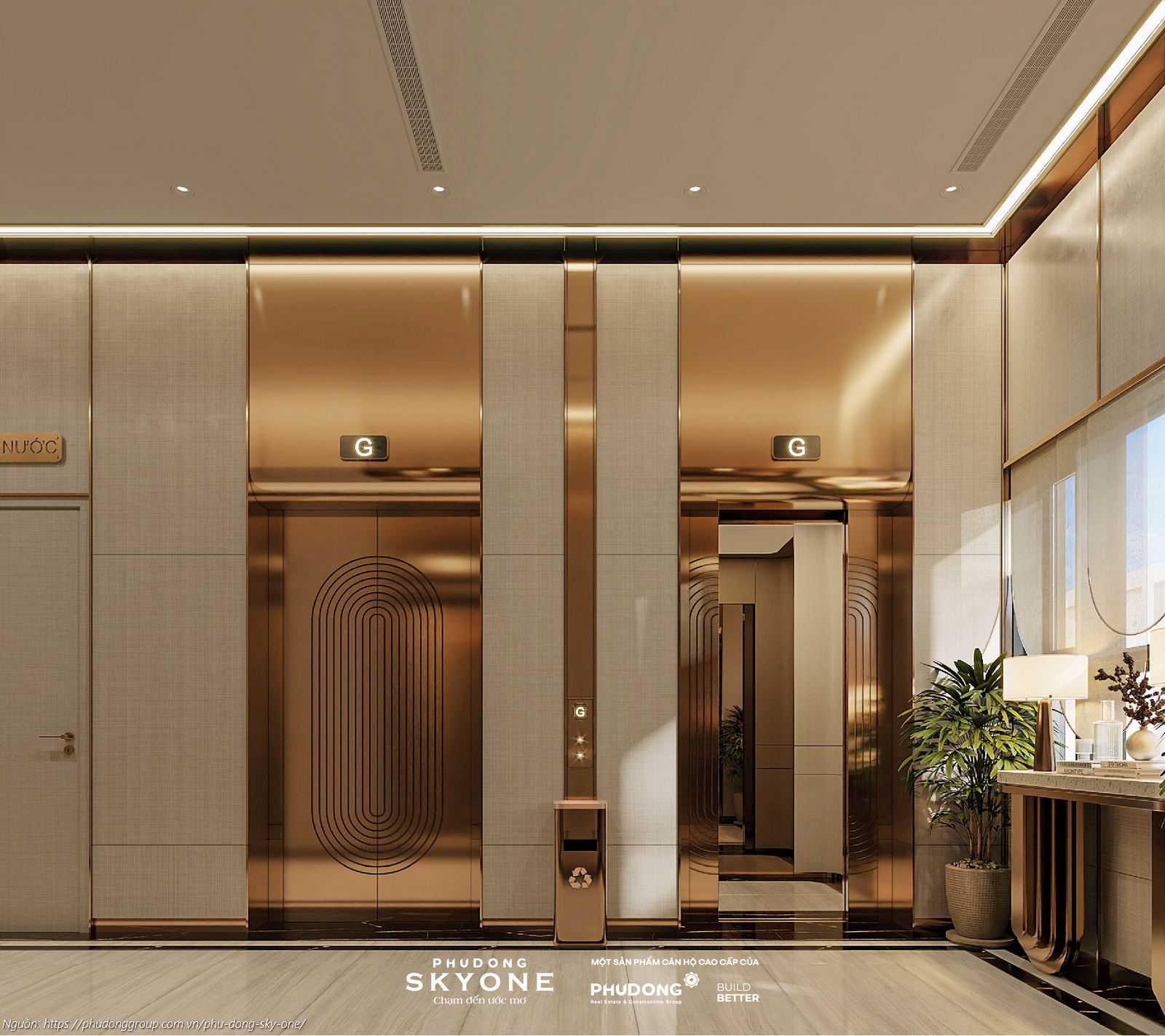 Phối cảnh sảnh đón Block A dự án căn hộ chung cư Phú Đông SkyOne Dĩ An