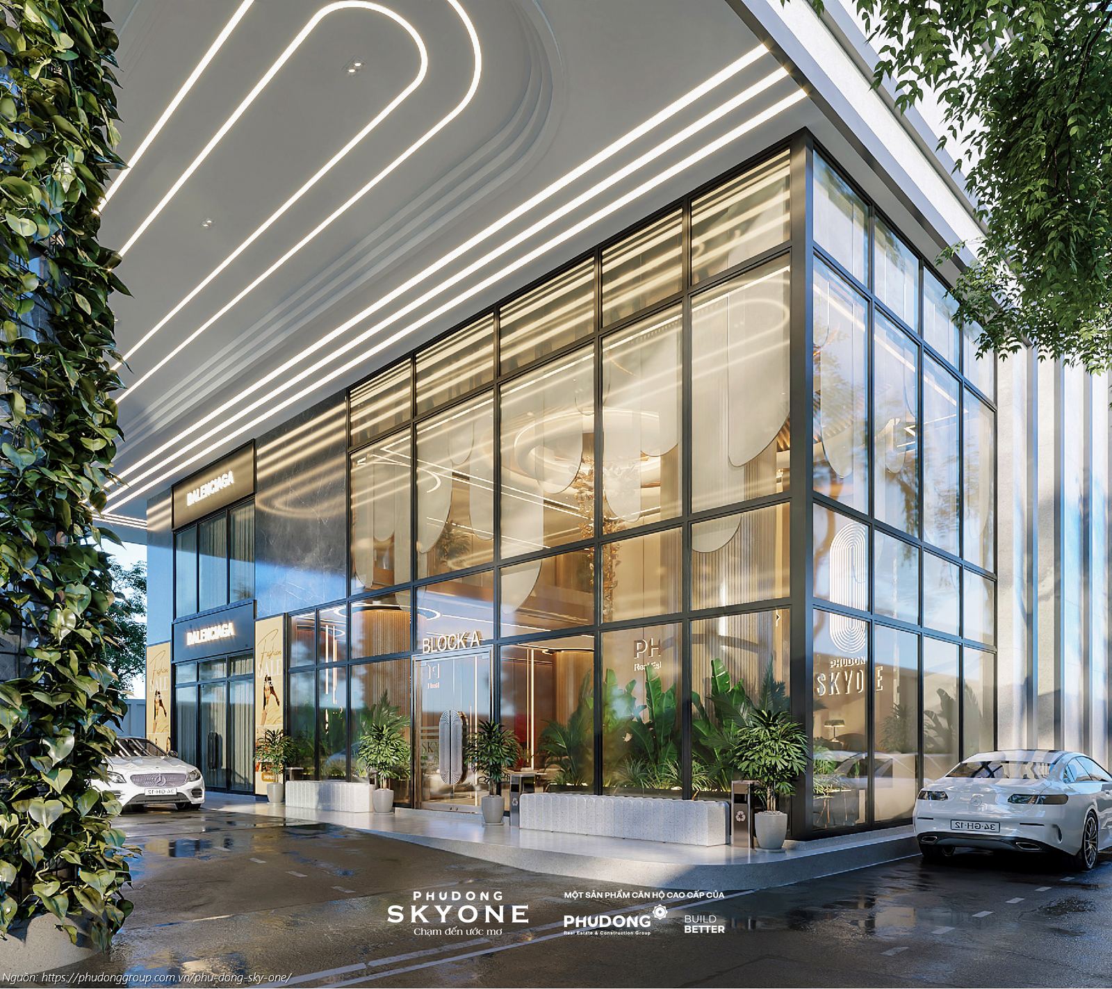 Phối cảnh sảnh đón Block A dự án căn hộ chung cư Phú Đông SkyOne Dĩ An