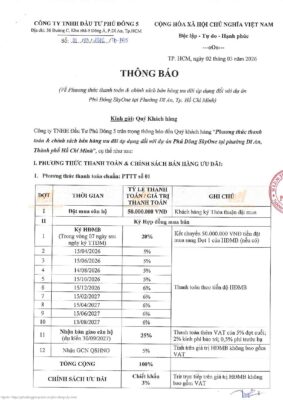 Phương thức thanh toán và chính sách ưu đãi Khai Xuân Đắc Lộc dự án Phú Đông SkyOne tháng 03/2026