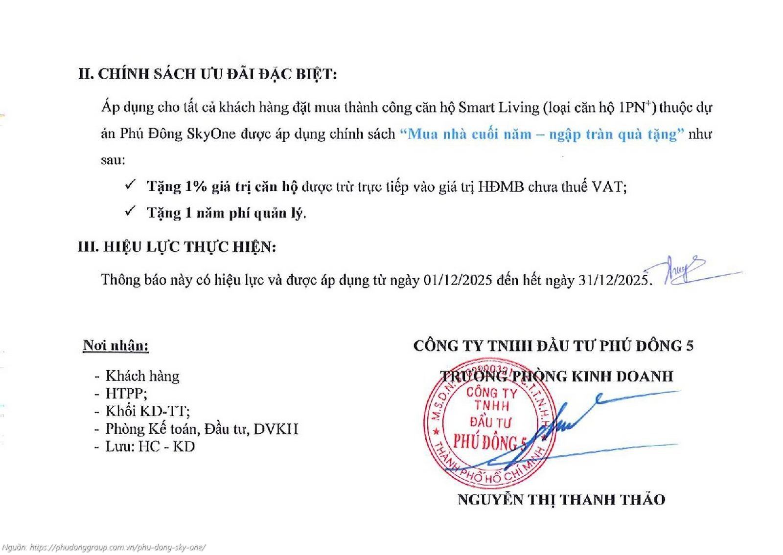Phương thức thanh toán và chính sách ưu đãi dự án Phú Đông SkyOne áp dụng từ ngày 01/12/2025 - Thanh toán 10% nhận nhà