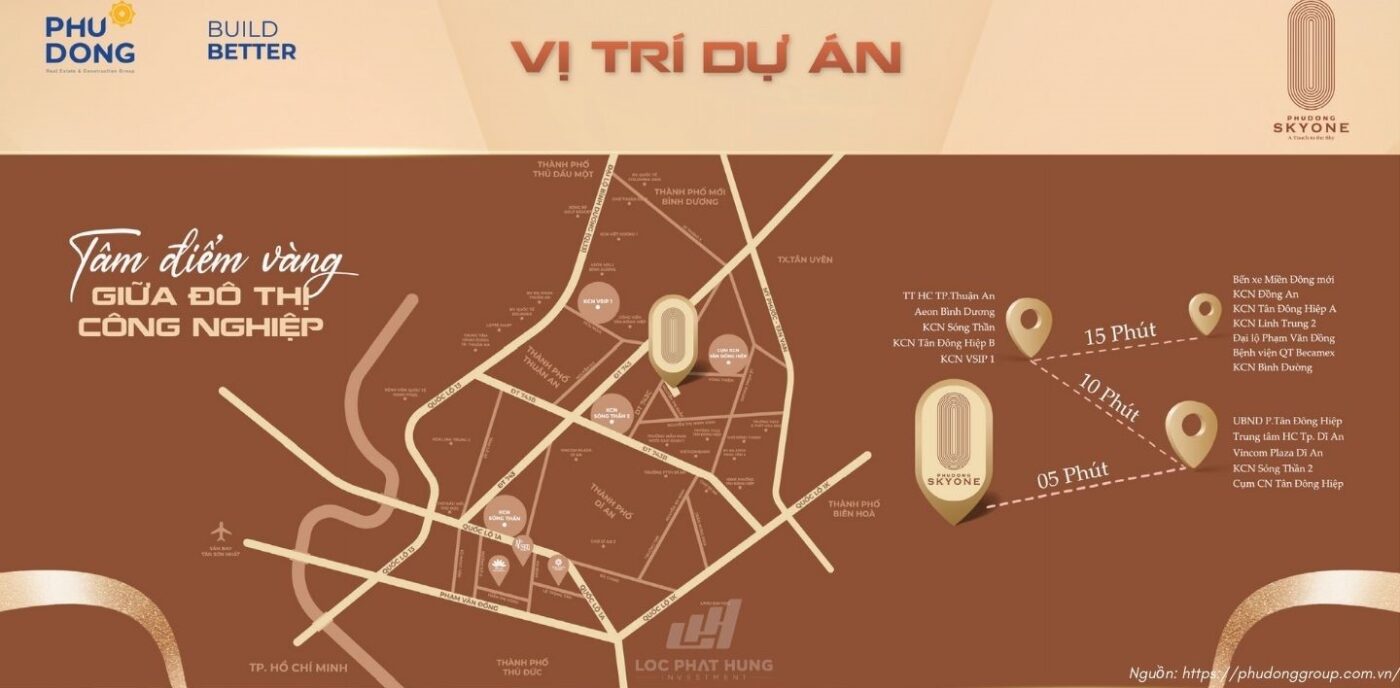 Bản Đồ Vị Trí & Địa chỉ Căn Hộ Chung Cư Phú Đông Sky One Dĩ An