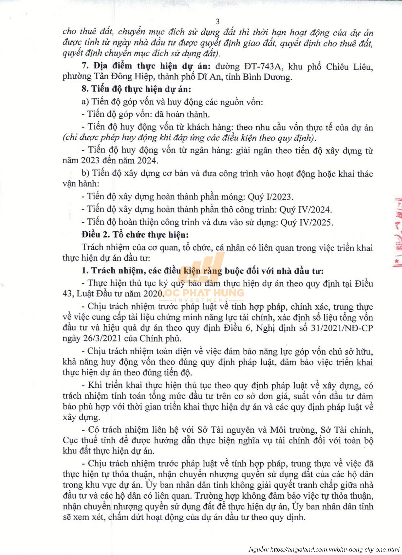 Văn bản Quyết định Chấp thuận chủ trương đầu tư Phú Đông SkyOne: Nền tảng pháp lý đầu tiên.