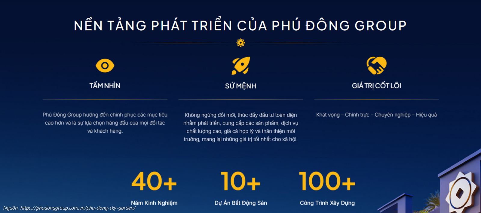 Nền tảng phát triển vững chắc của chủ đầu tư dự án Phú Đông SkyOne