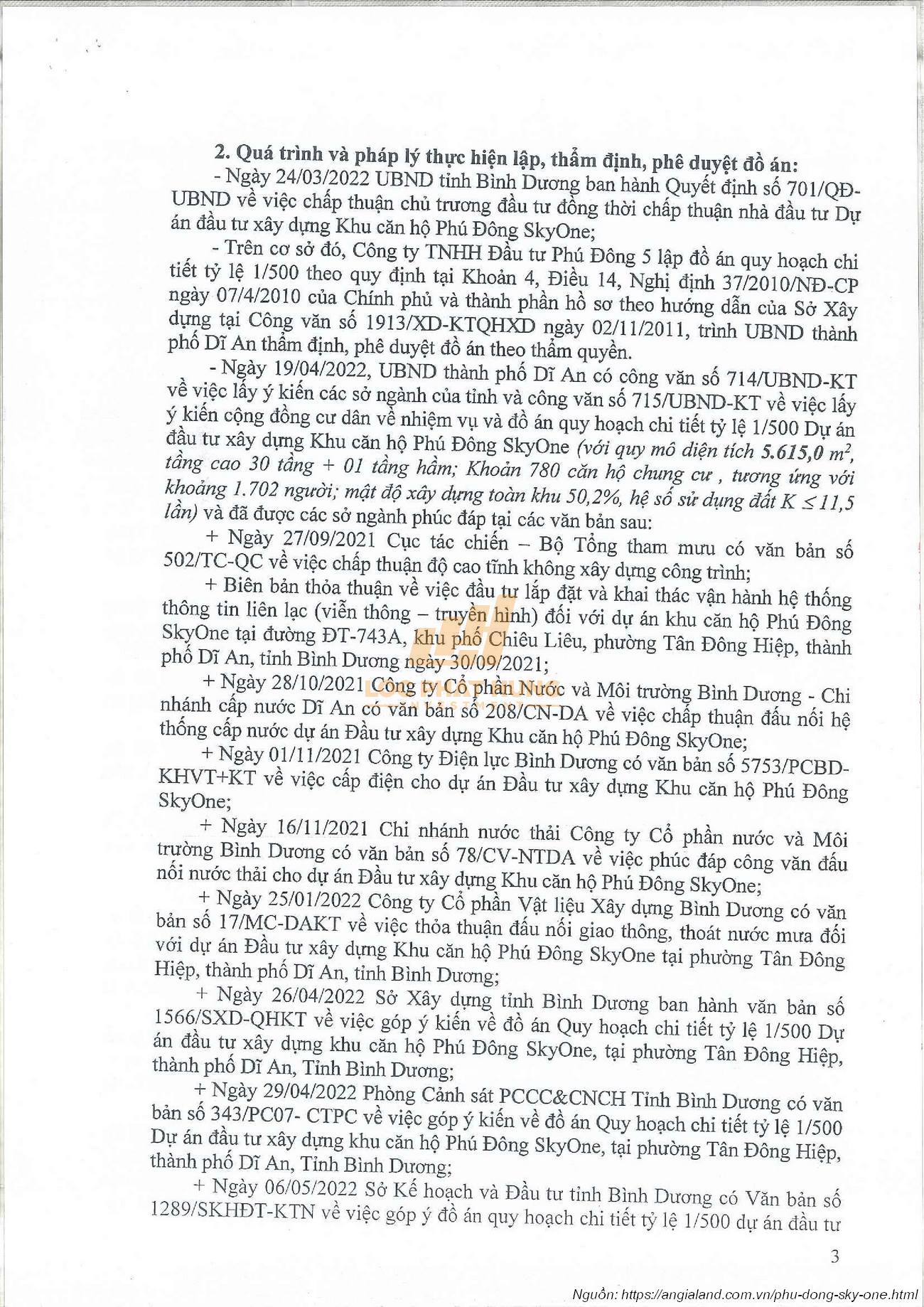 Phê duyệt quy hoạch 1/500 dự án Phú Đống Sky One