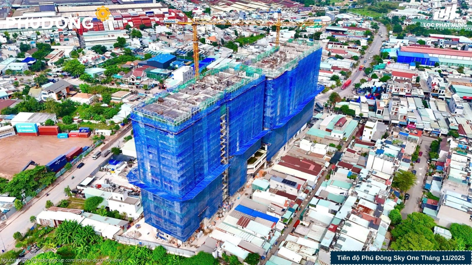 Tiến độ xây dựng dự án căn hộ chung cư Phú Đông SkyOne Dĩ An cập nhật tháng 11/2025