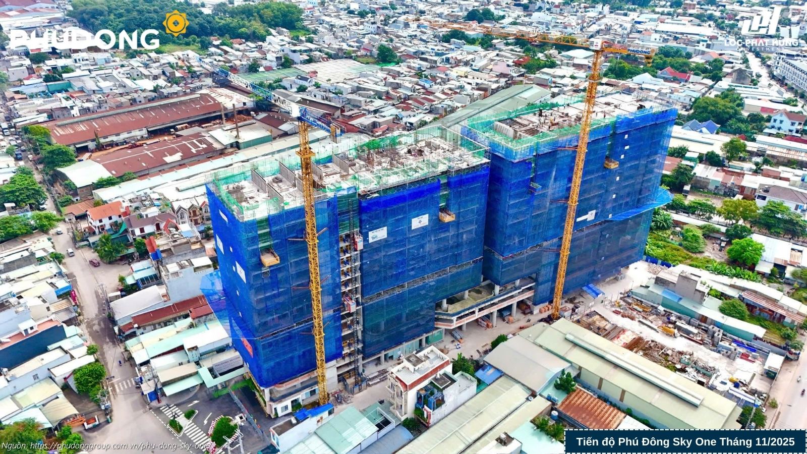 Tiến độ xây dựng dự án căn hộ chung cư Phú Đông SkyOne Dĩ An cập nhật tháng 11/2025
