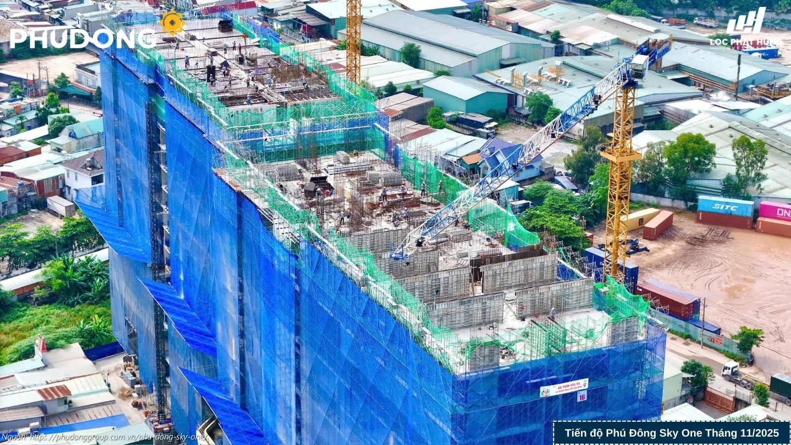 Tiến độ xây dựng dự án căn hộ chung cư Phú Đông SkyOne Dĩ An cập nhật tháng 11/2025