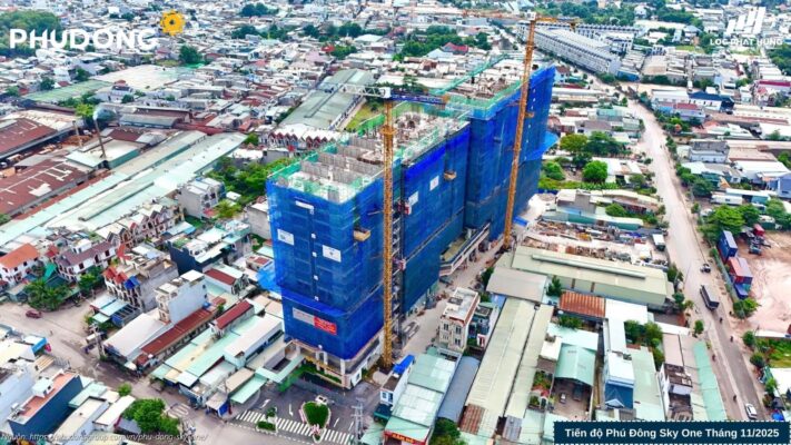 Tiến độ xây dựng dự án căn hộ chung cư Phú Đông SkyOne Dĩ An cập nhật tháng 11/2025