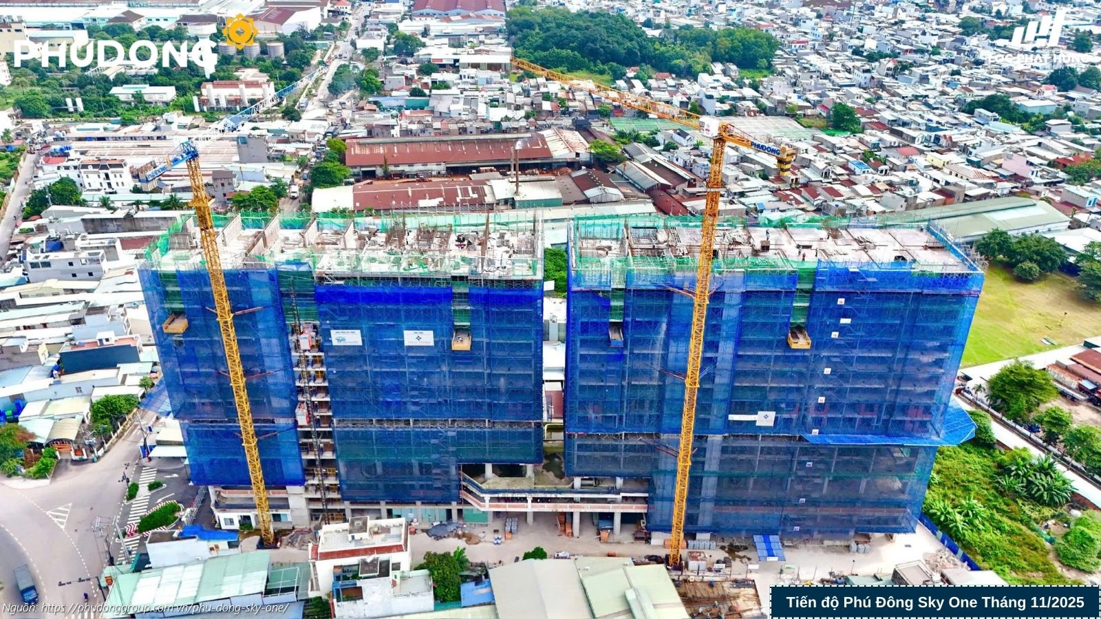 Tiến độ xây dựng dự án căn hộ chung cư Phú Đông SkyOne Dĩ An cập nhật tháng 11/2025