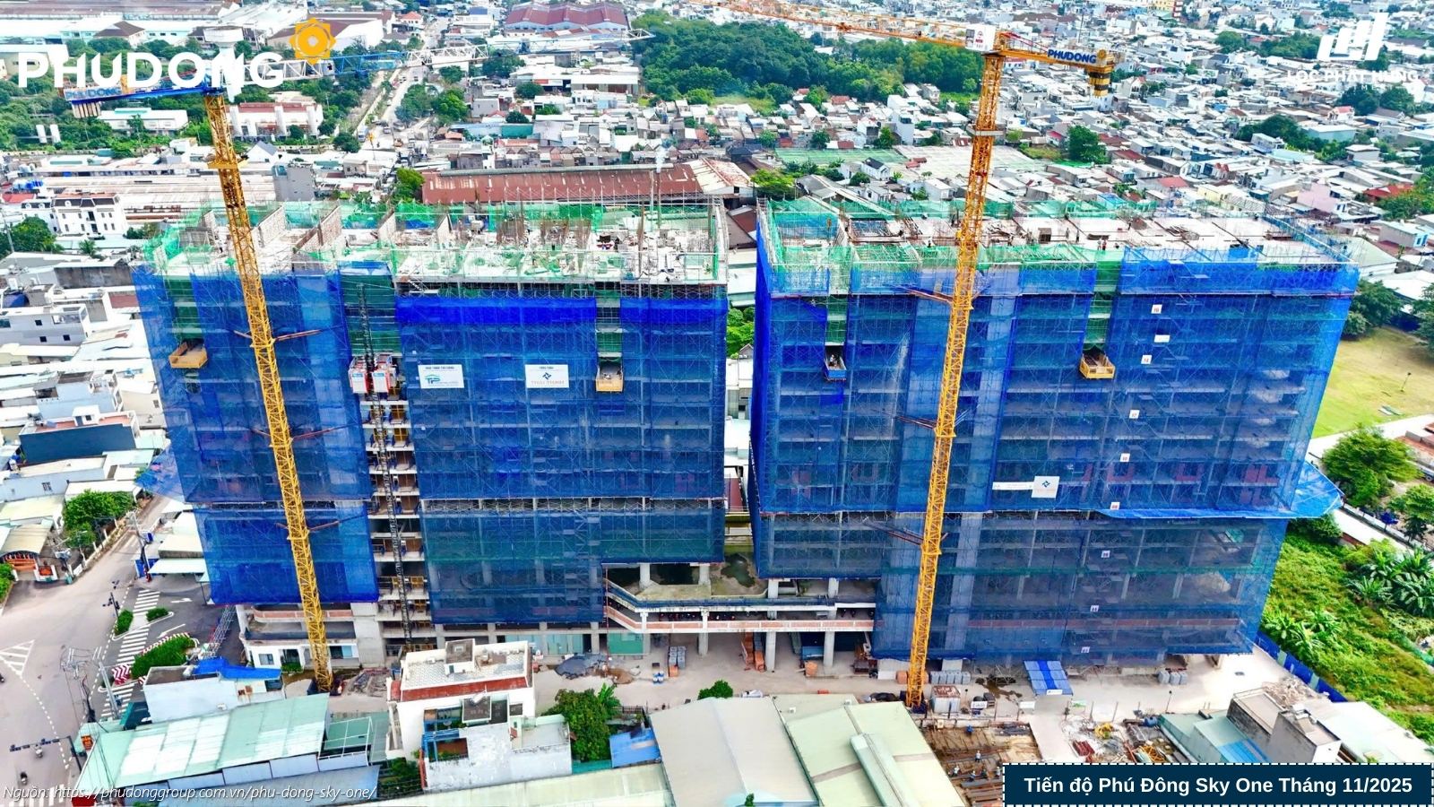 Tiến độ xây dựng dự án căn hộ chung cư Phú Đông SkyOne Dĩ An cập nhật tháng 11/2025