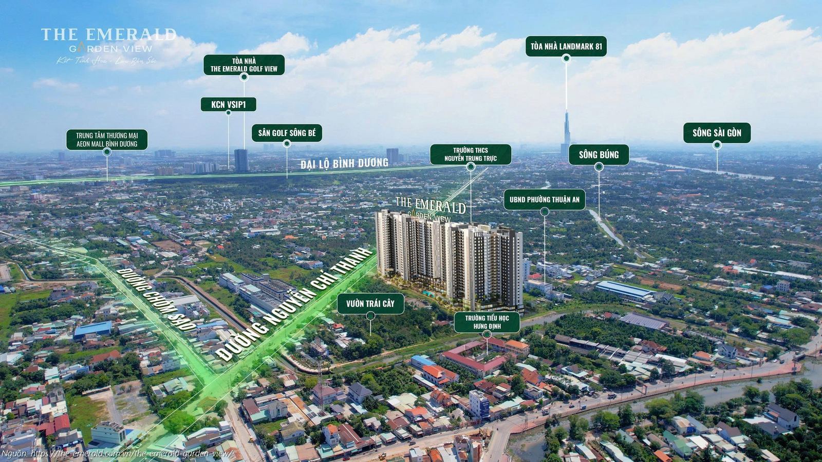 Vị trí dự án The Emerald Garden View ngay mặt tiền Nguyễn Chí Thanh