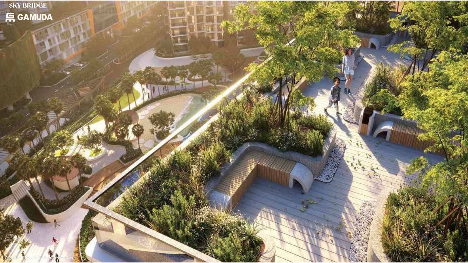 Đường dạo bộ công viên xanh dự án SkyBridge Gamuda Land
