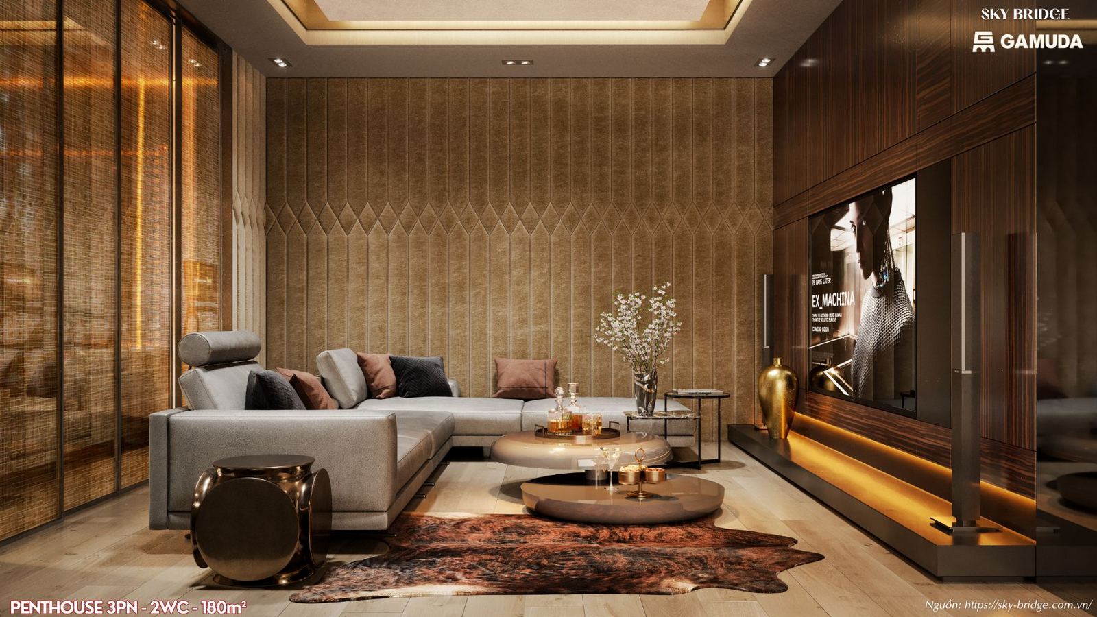 Penthouse Sky Bridge Gamuda Land diện tích 180m² (3PN - 2WC).