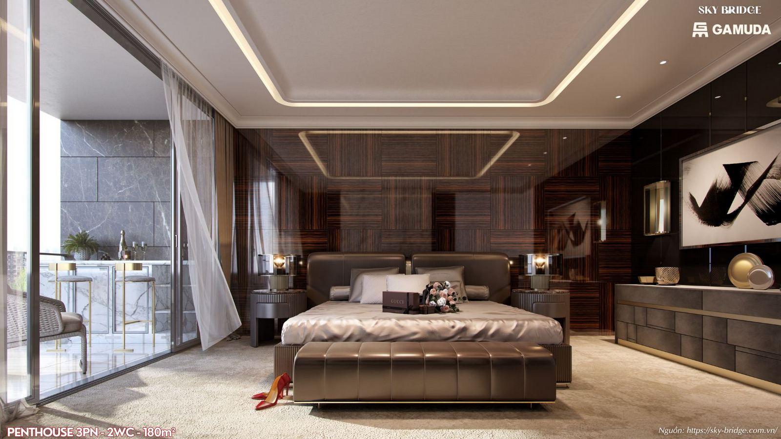 Penthouse Sky Bridge Gamuda Land diện tích 180m² (3PN - 2WC).