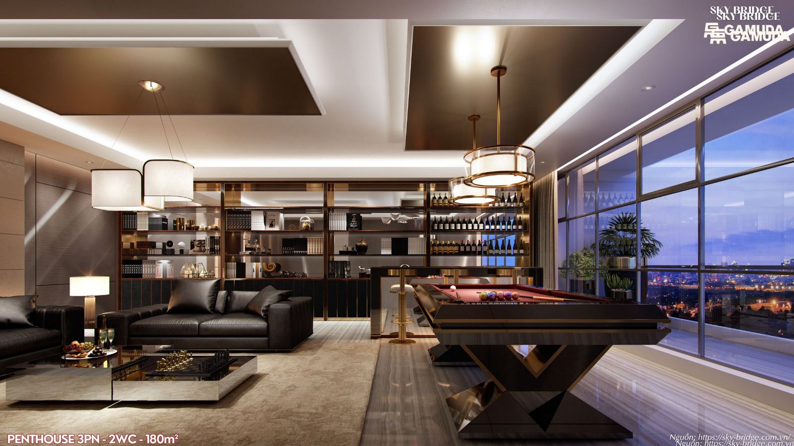 Penthouse Sky Bridge Gamuda Land diện tích 180m² (3PN - 2WC).