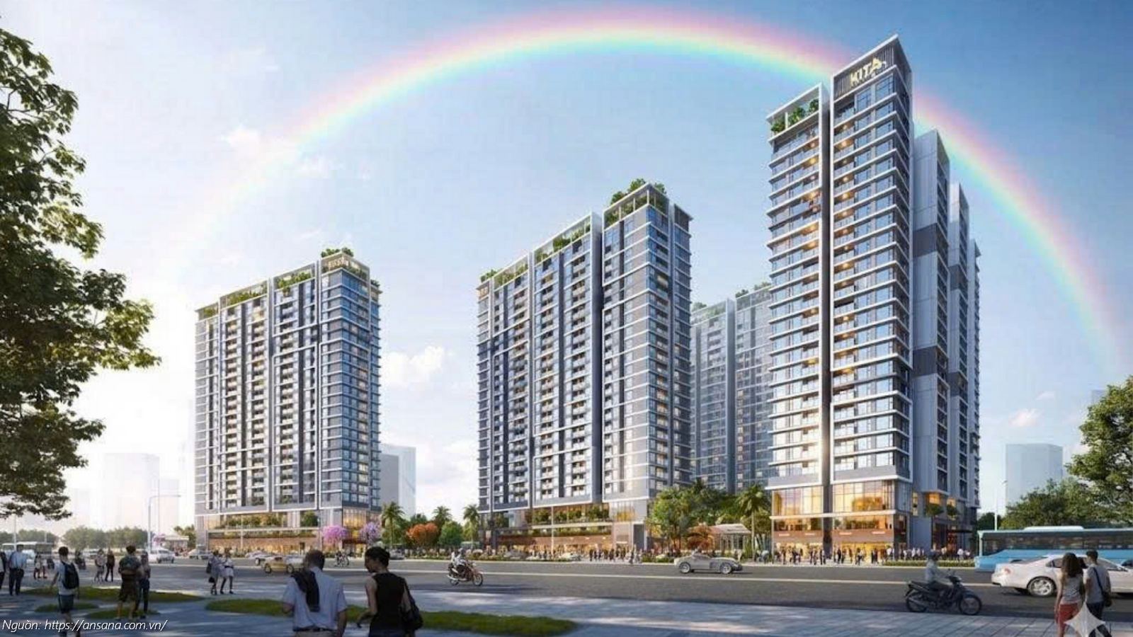 Phối cảnh tổng thể ban ngày căn hộ chung cư Ansana by Kita Quận Bình Tân