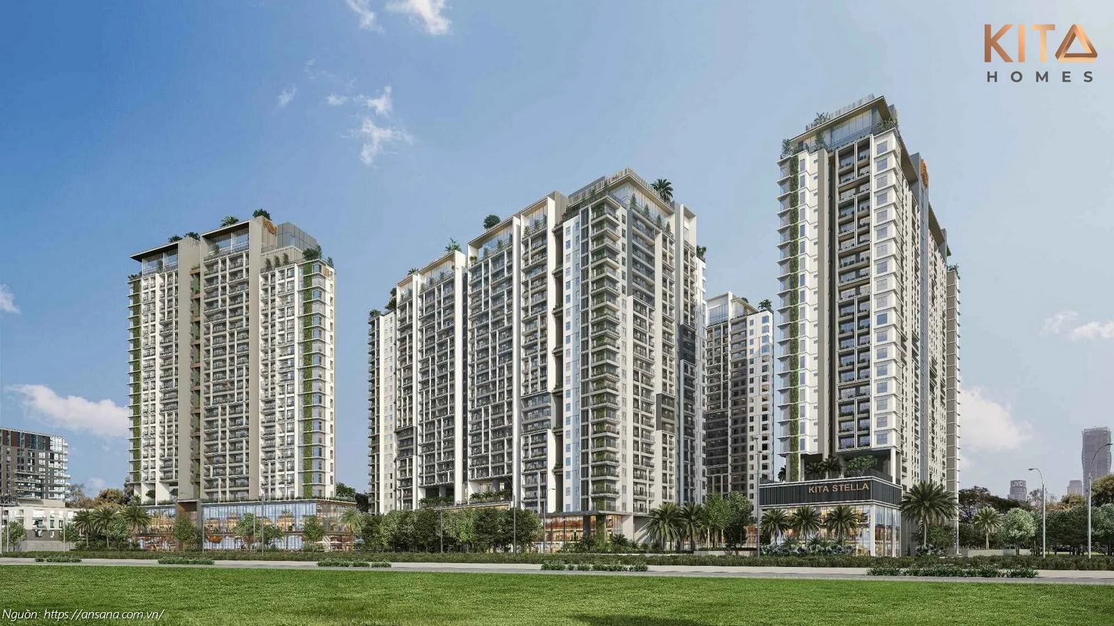 Phối cảnh tổng thể ban ngày căn hộ chung cư Ansana by Kita Quận Bình Tân