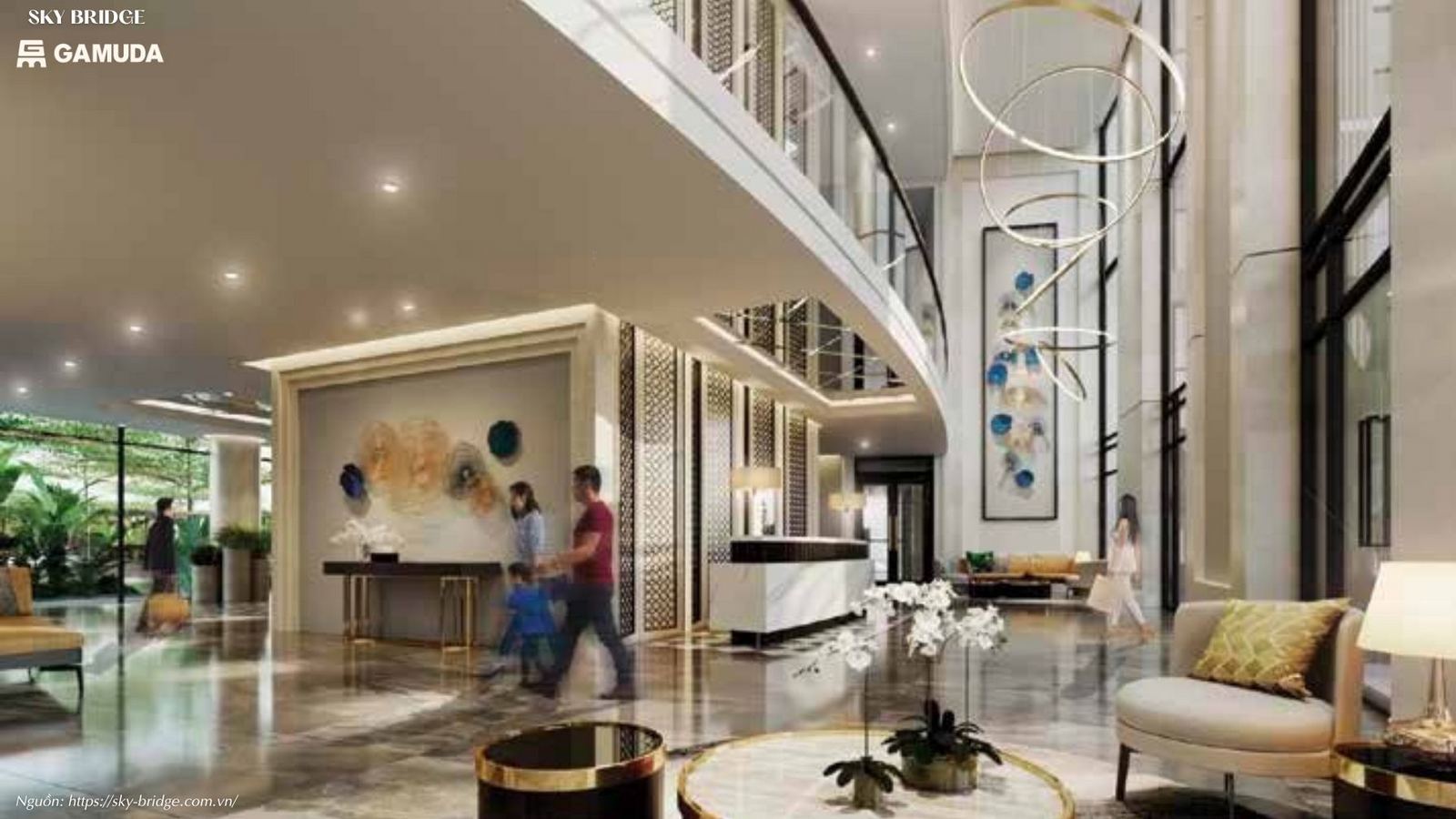 Sảnh đón Lobby sang trọng đẳng cấp 5 sao tại Sky Bridge Gamuda Land