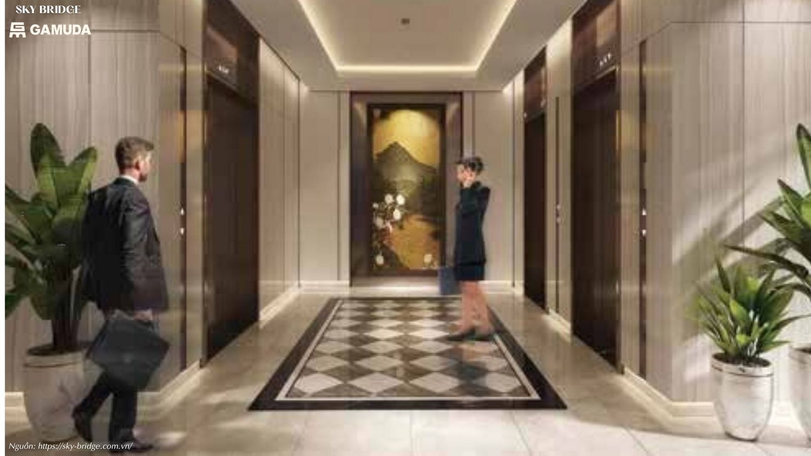 Sảnh đón Lobby sang trọng đẳng cấp 5 sao tại Sky Bridge Gamuda Land