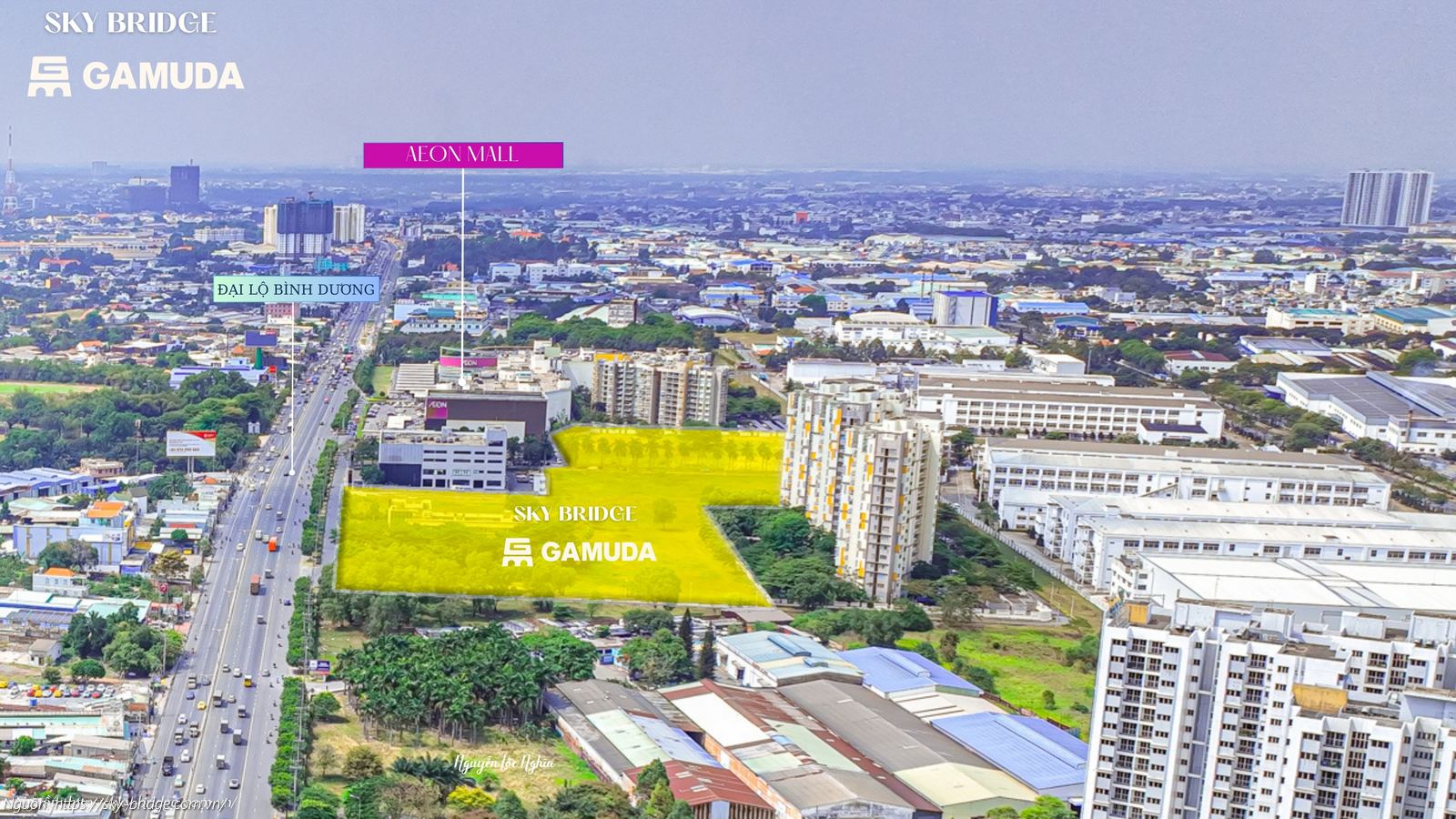 Vị trí dự án căn hộ Sky Bridge Mặt tiền Quốc Lộ 13, Thuận An, TPHCM liền kề Aeon Mall