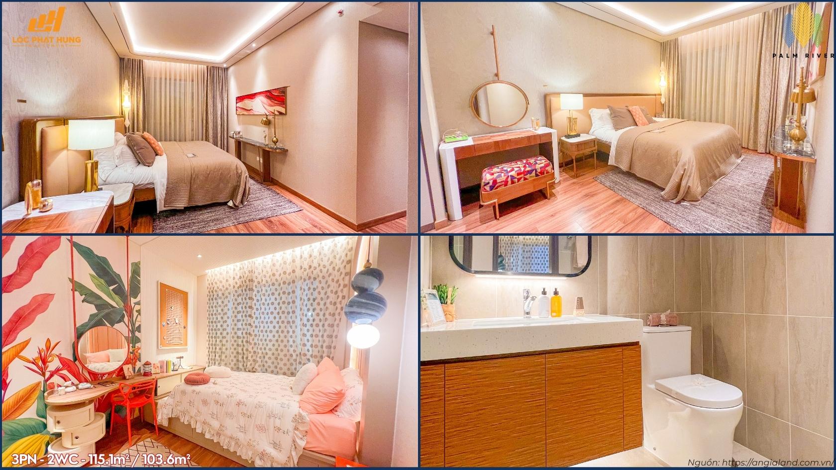 Hình ảnh thực tế căn hộ mẫu 3 phòng ngủ dự án Palm River Quận 2 - Nội thất sang trọng.
