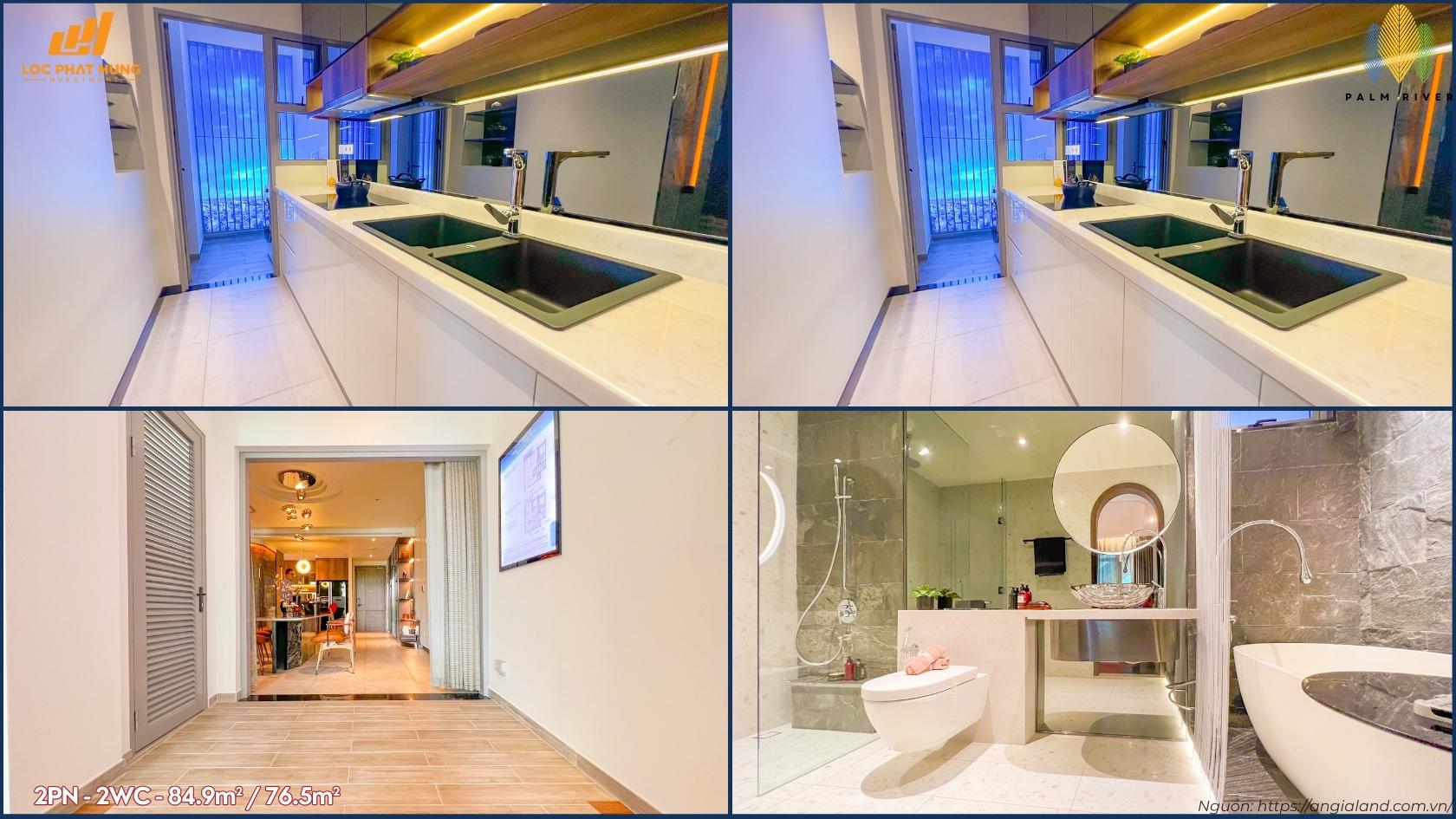 Thiết kế tại căn hộ mẫu 2PN Palm River Quận 2.