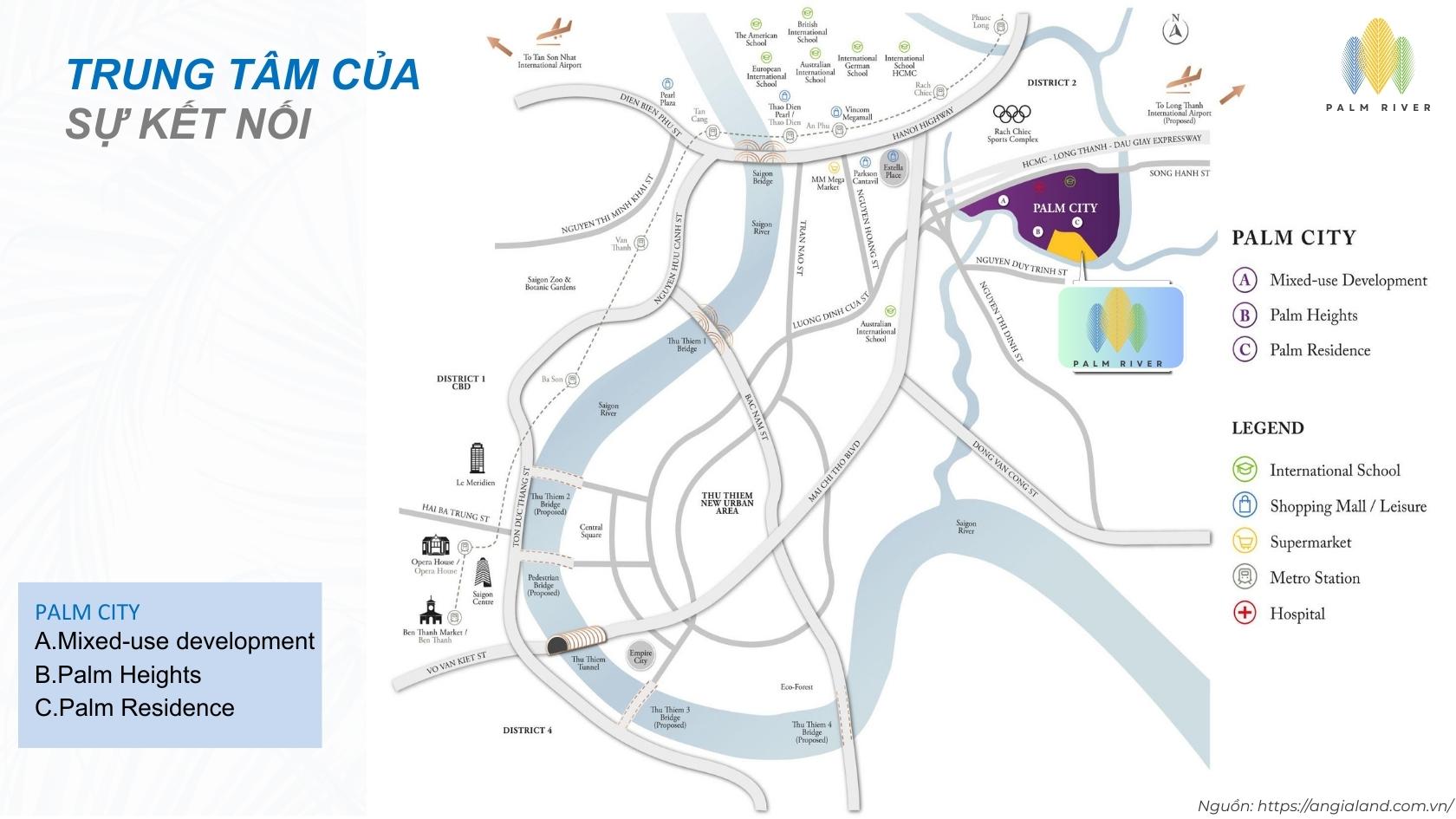 Vị trí kết nối giao thông dự án căn hộ Palm River Quận 2, Phường An Phú, Nam Rạch Chiếc