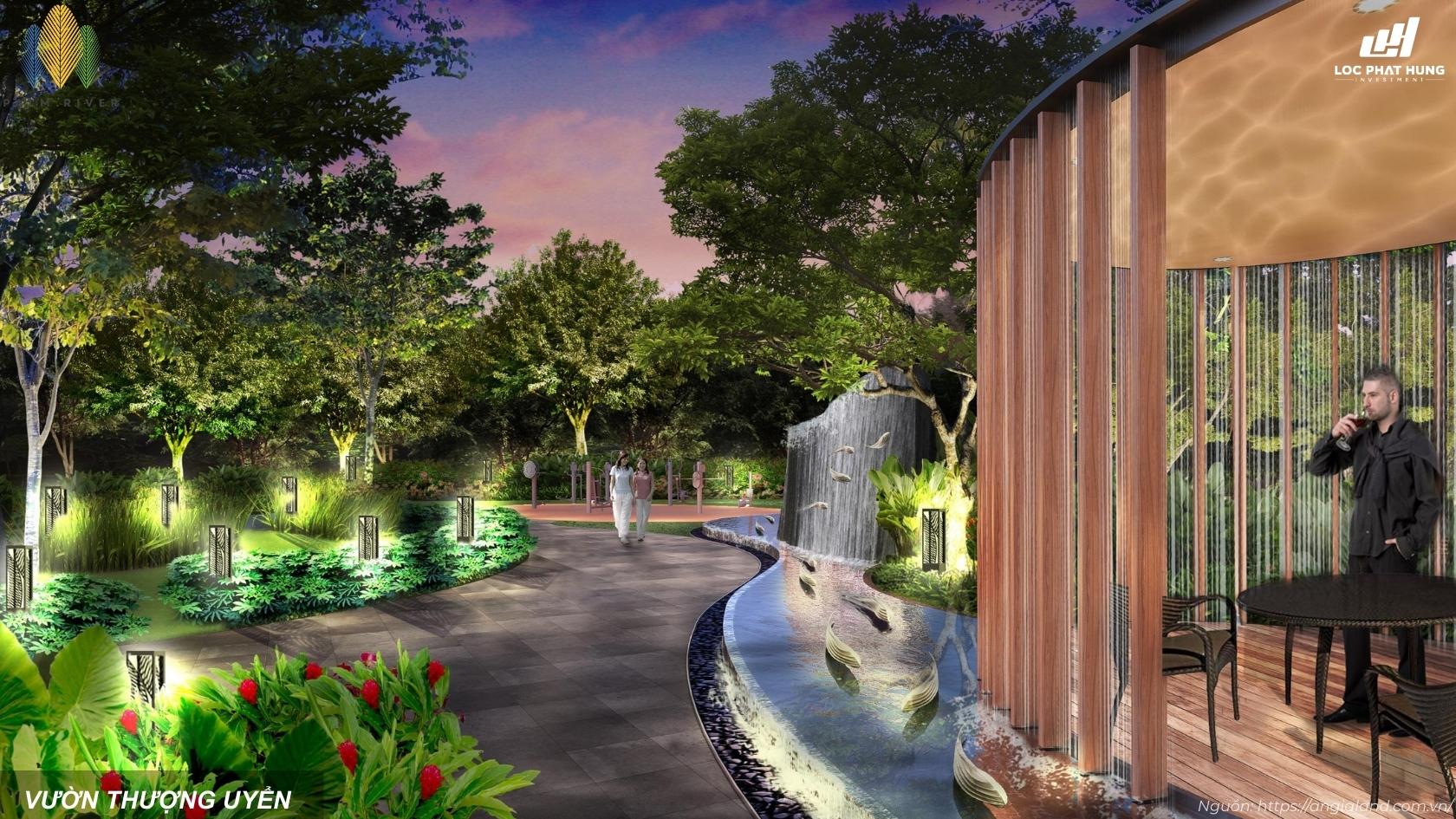 Không gian xanh thư giãn tại Vườn Thượng Uyển dự án Palm River Quận 2