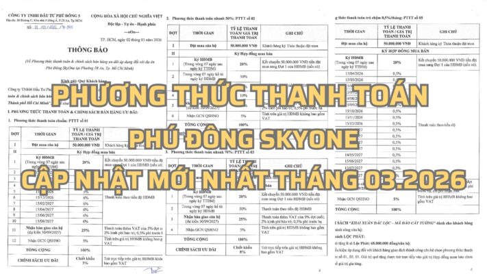 Phương thức thanh toán và chính sách ưu đãi Khai Xuân Đắc Lộc dự án Phú Đông SkyOne tháng 03/2026