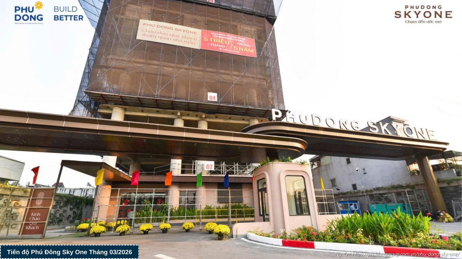 Tiến độ xây dựng tháng 03/2026 dự án Phú Đông SkyOne