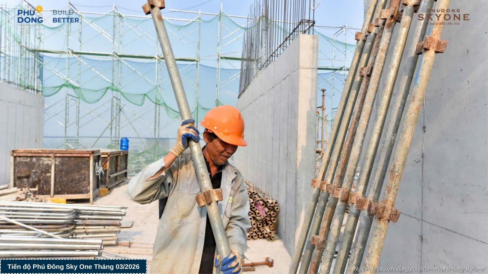 Tiến độ xây dựng tháng 03/2026 dự án Phú Đông SkyOne
