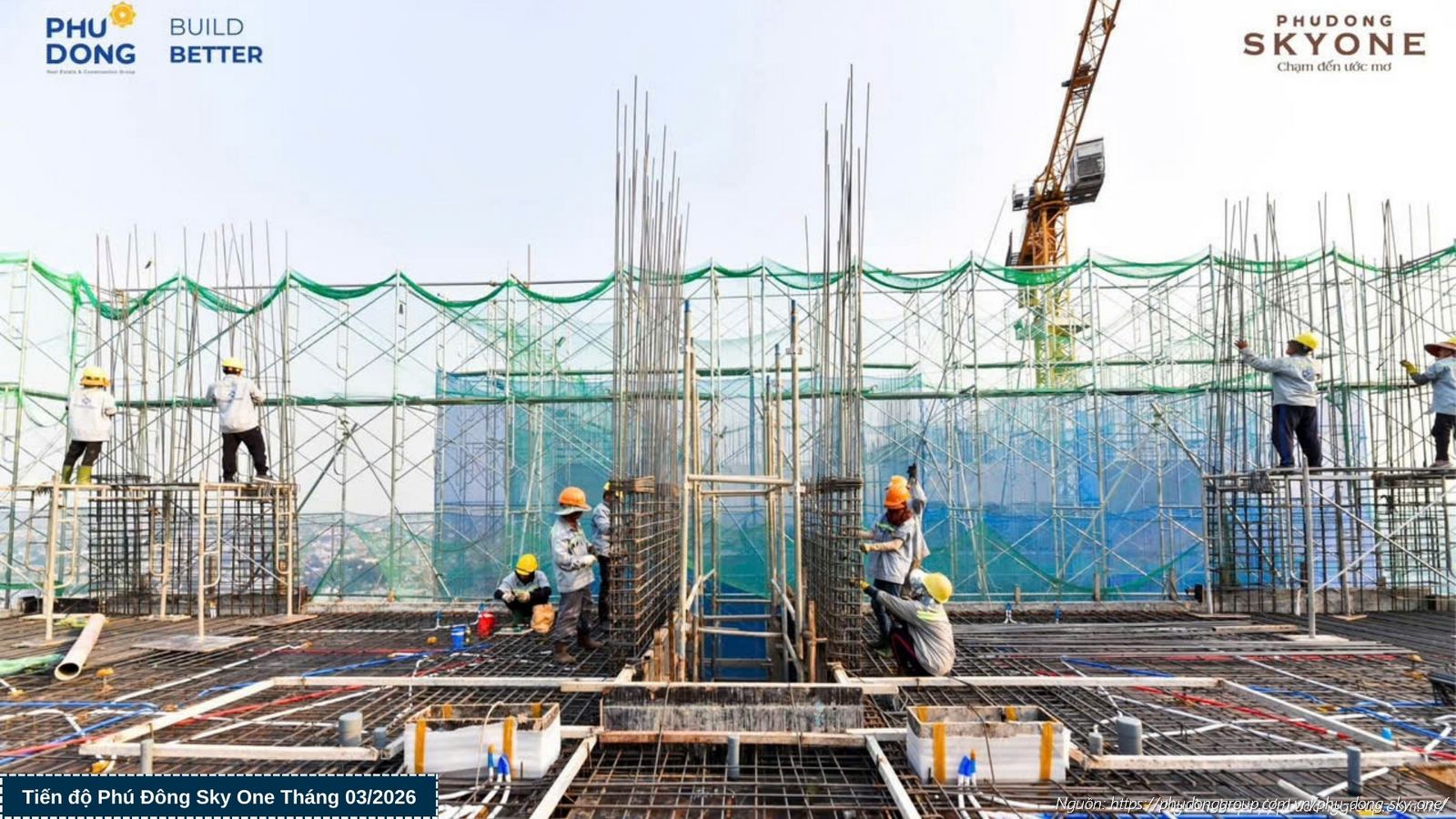 Tiến độ xây dựng tháng 03/2026 dự án Phú Đông SkyOne