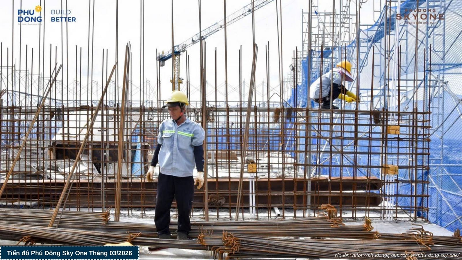 Tiến độ xây dựng tháng 03/2026 dự án Phú Đông SkyOne
