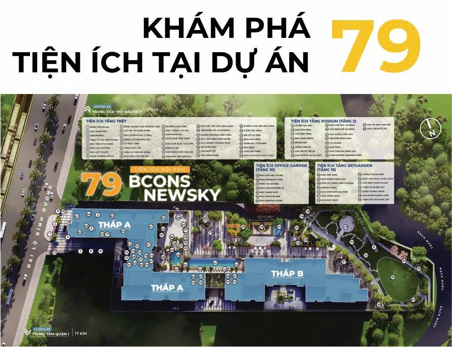 Sơ đồ bố trí 79 hạng mục tiện ích nội khu đẳng cấp tại dự án Bcons NewSky Sơ đồ bố trí 79 hạng mục tiện ích nội khu đẳng cấp tại dự án Bcons NewSky