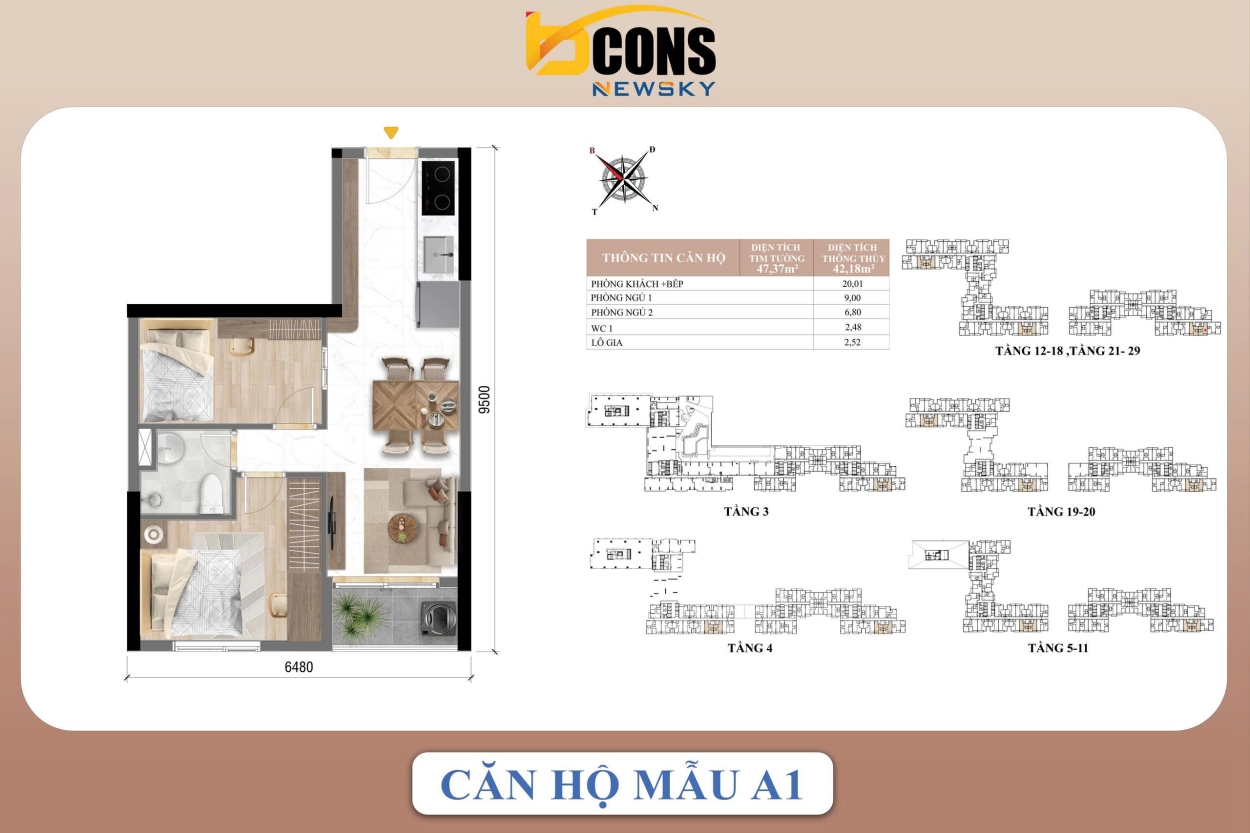Bản vẽ layout thiết kế chi tiết căn hộ mẫu A1 2 phòng ngủ Bcons NewSky Bản vẽ layout thiết kế chi tiết căn hộ mẫu A1 2 phòng ngủ Bcons NewSky