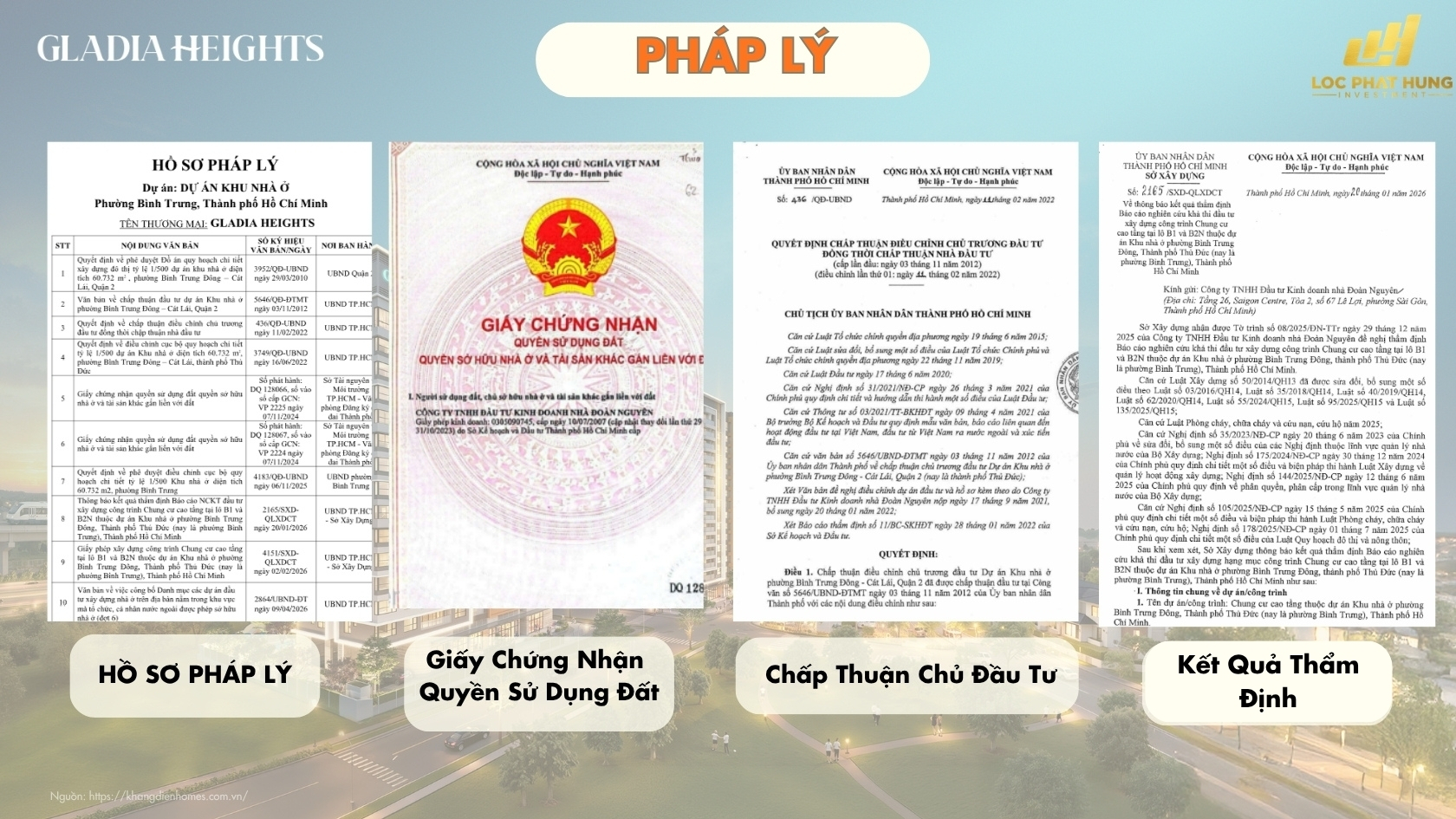 Hồ Sơ Pháp Lý Dự án Căn Hộ Chung Cư Gladia Heights Phường Bình Trưng 