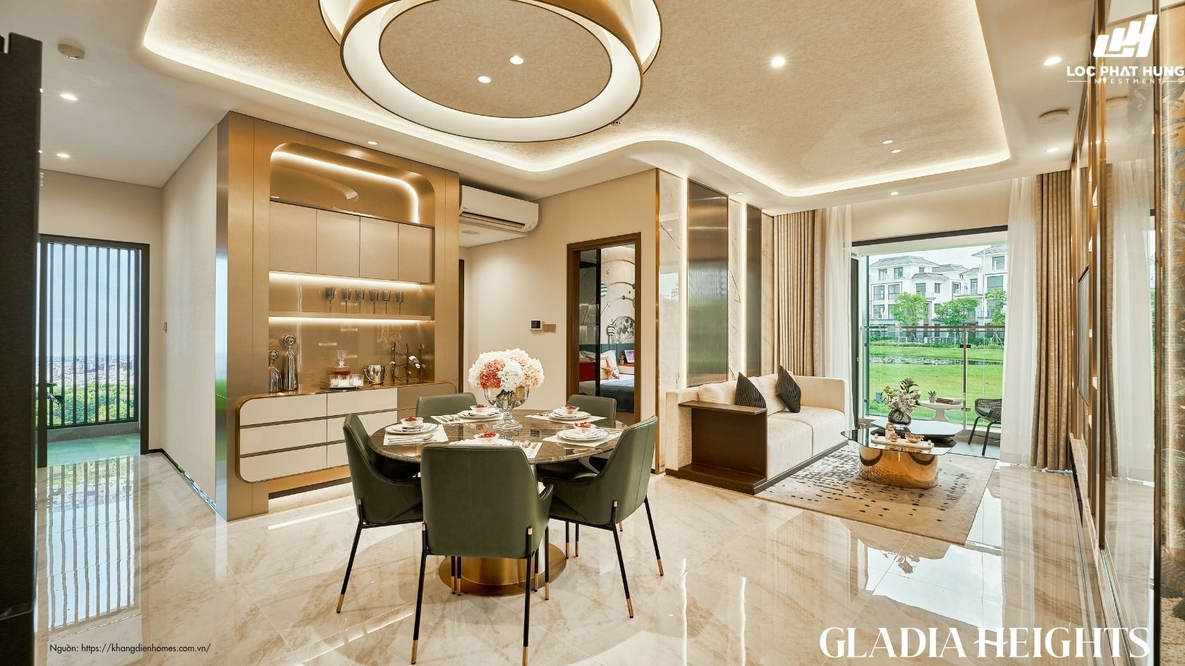 Phòng Khách Nhà Mẫu Căn Hộ 2pn Gladia Heights 