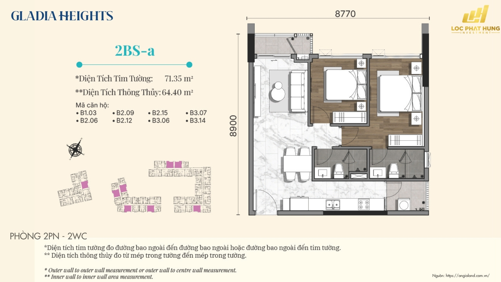 Thiết Kế Căn Hộ 2PN Chung Cư Gladia Heights Phường Bình Trưng