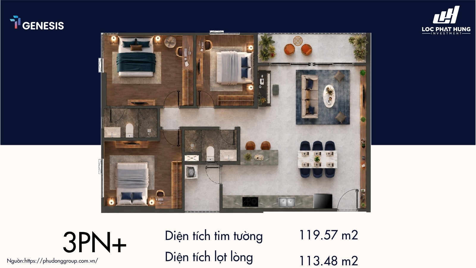Thiết Kế Chi Tiết Căn Hộ 3PN+ Dự án TT Genesis Nhà Bè